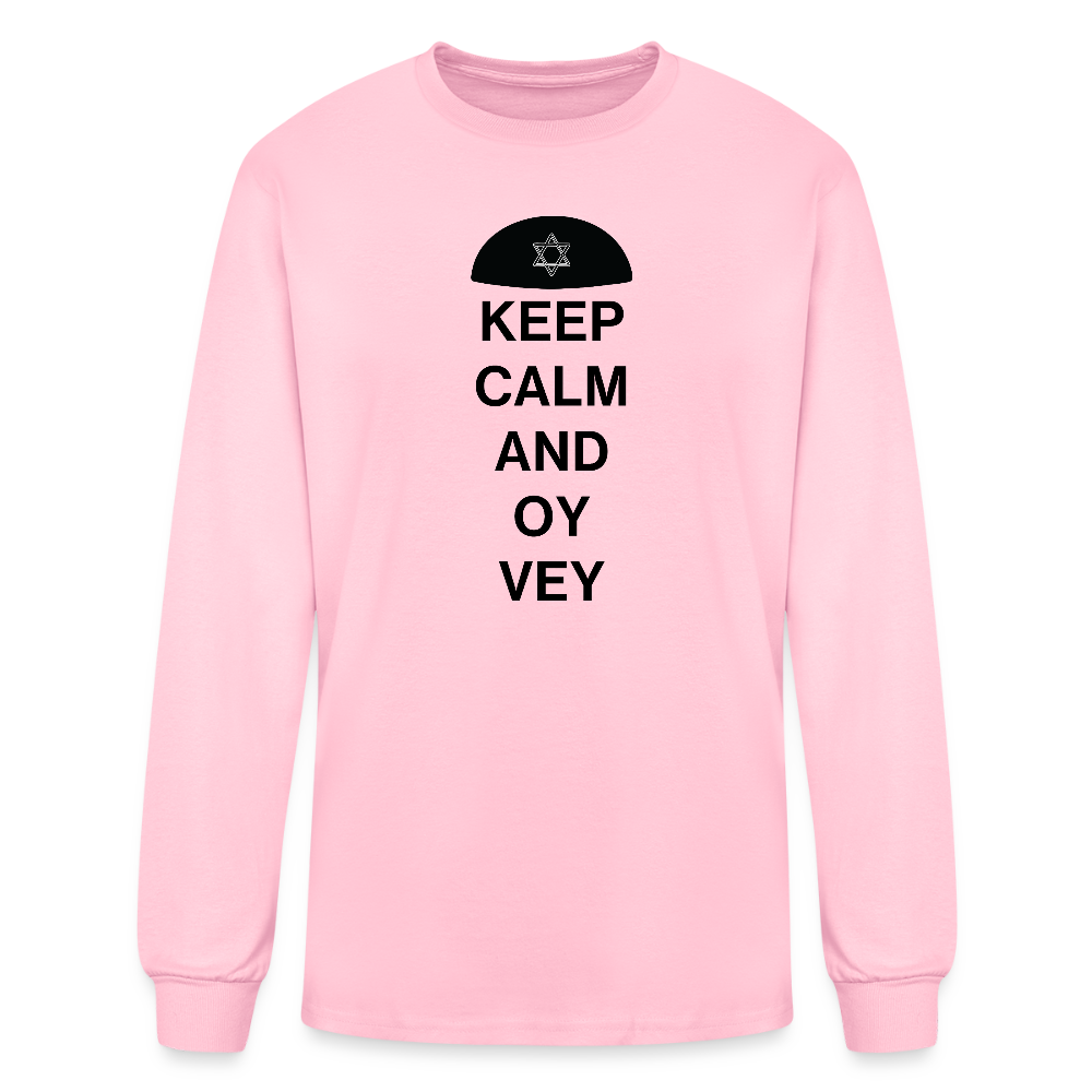 Keep Calm and Oy Vey Men's Long Sleeve T-Shirt - pink