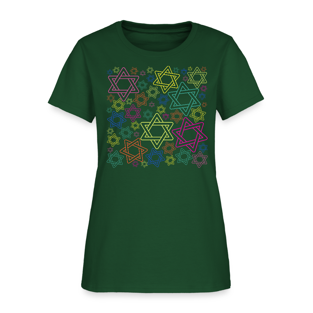 Neon Star of David Festival Women's T-Shirt - forest green