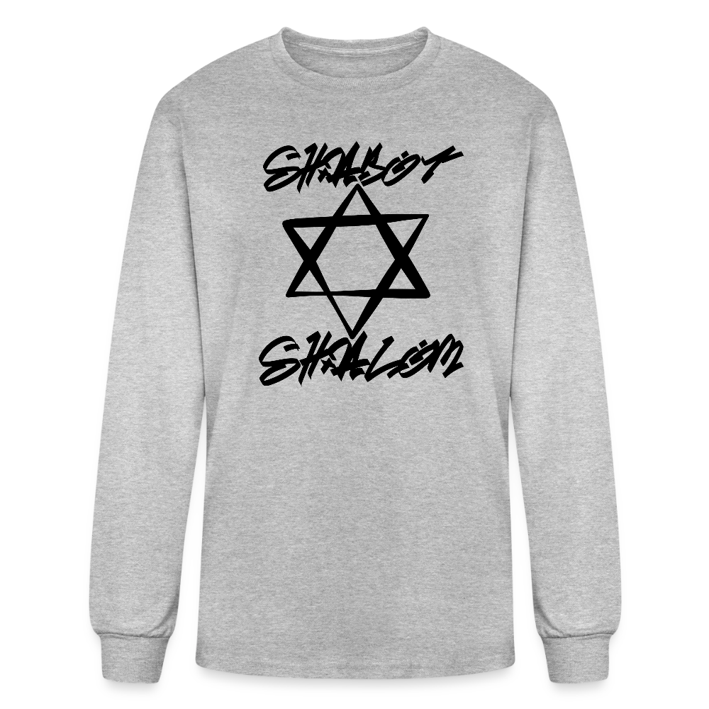 Shabbath Shalom Graffiti Star Men's Long Sleeve T-Shirt - heather gray