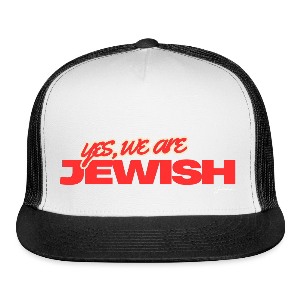 Yes, We're Jewish Trucker Hat - white/black
