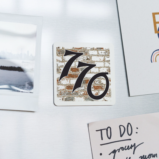 770 Brick Wall Square Magnet - white