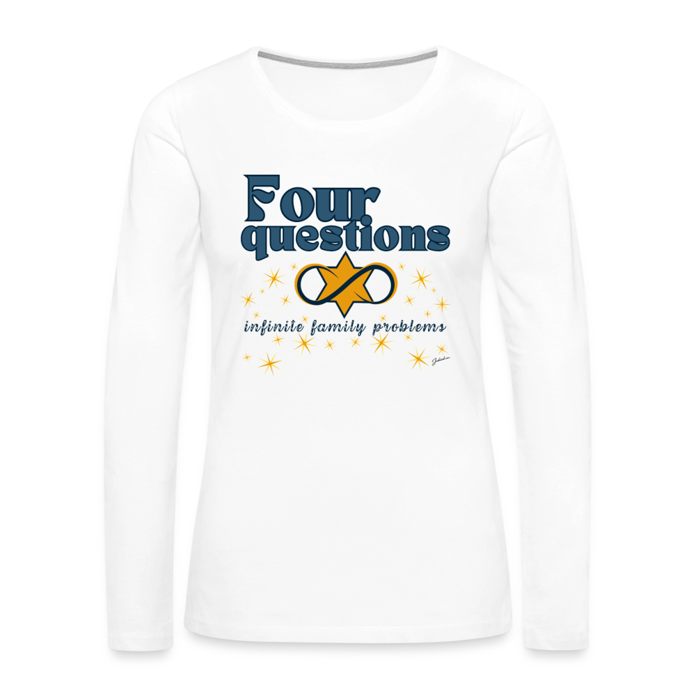 Four Questions Women's Premium Long Sleeve T-Shirt - white