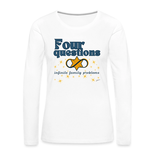 Four Questions Women's Premium Long Sleeve T-Shirt - white