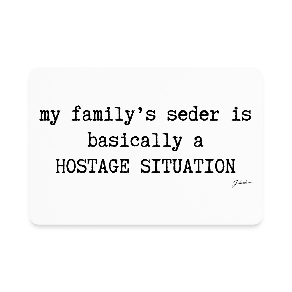 Seder Hostage Rectangle Magnet - white