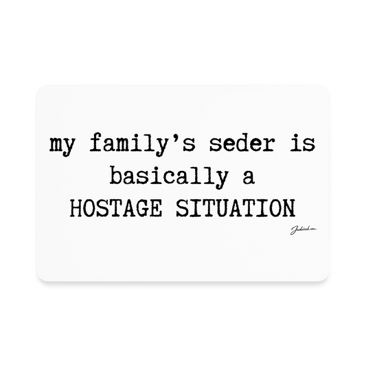 Seder Hostage Rectangle Magnet - white