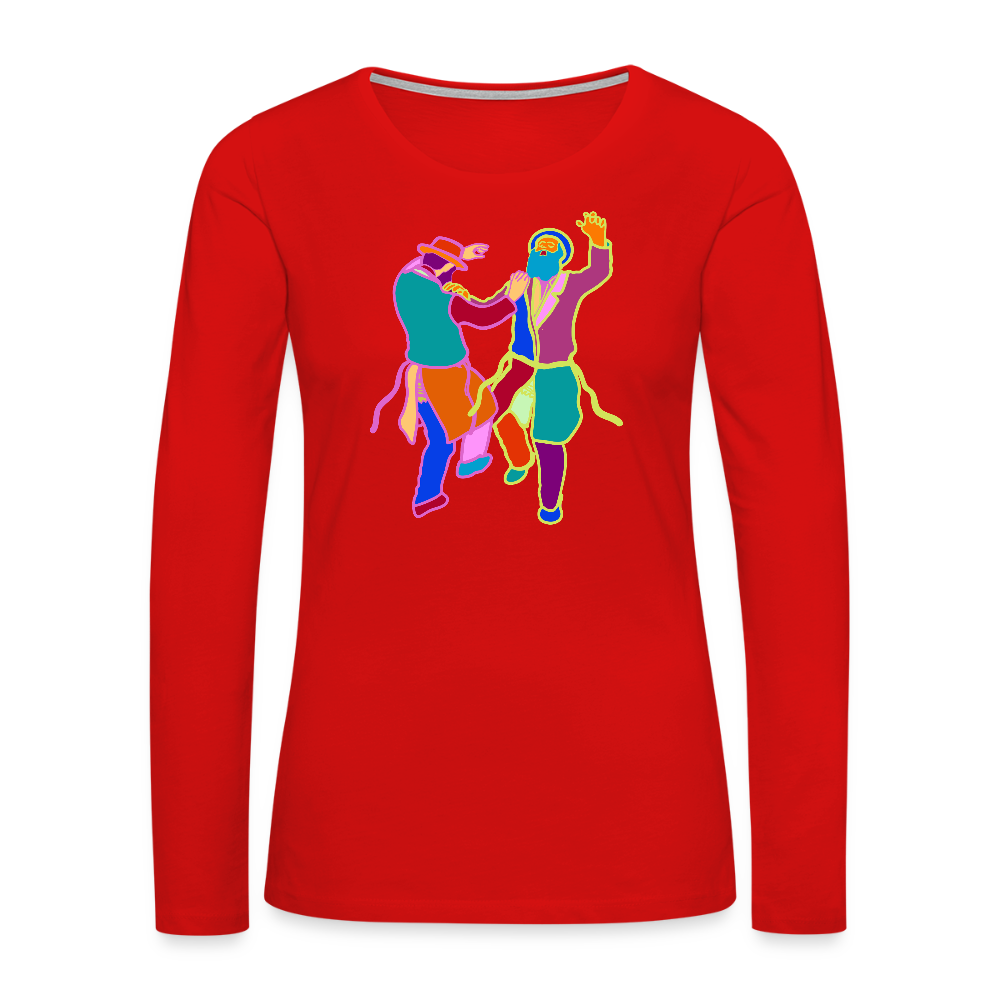 Colorful Dancing Rabbis Women's Premium Long Sleeve T-Shirt - red