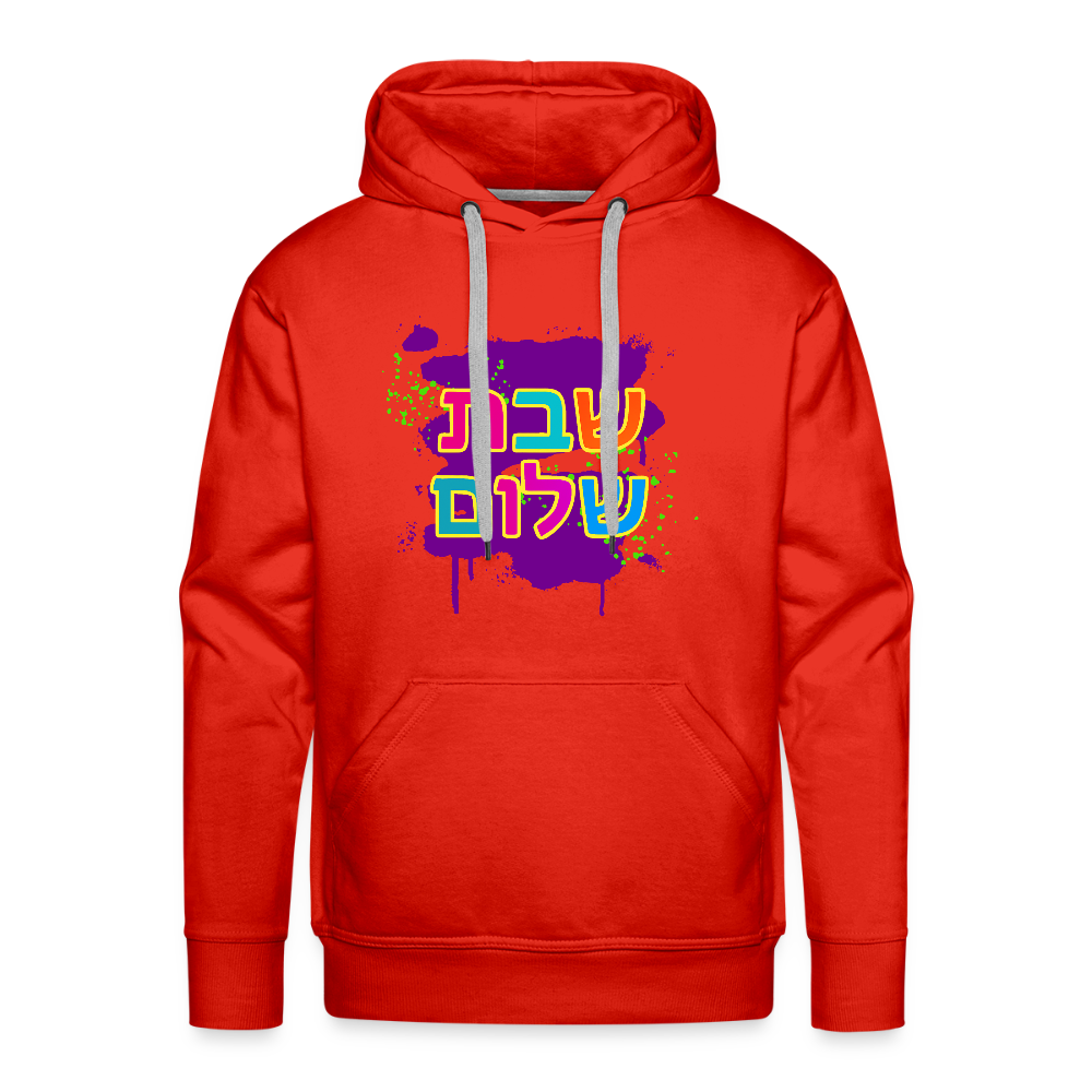 Shabbat Shalom Neon Pop Men’s Premium Hoodie - red