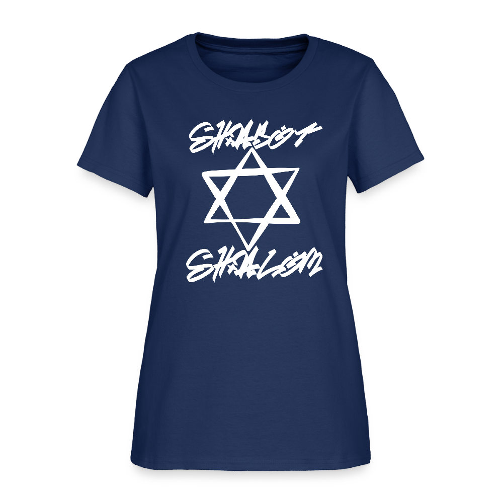Shabbat Shalom Graffiti Light Star Women's T-Shirt -  blue dusk