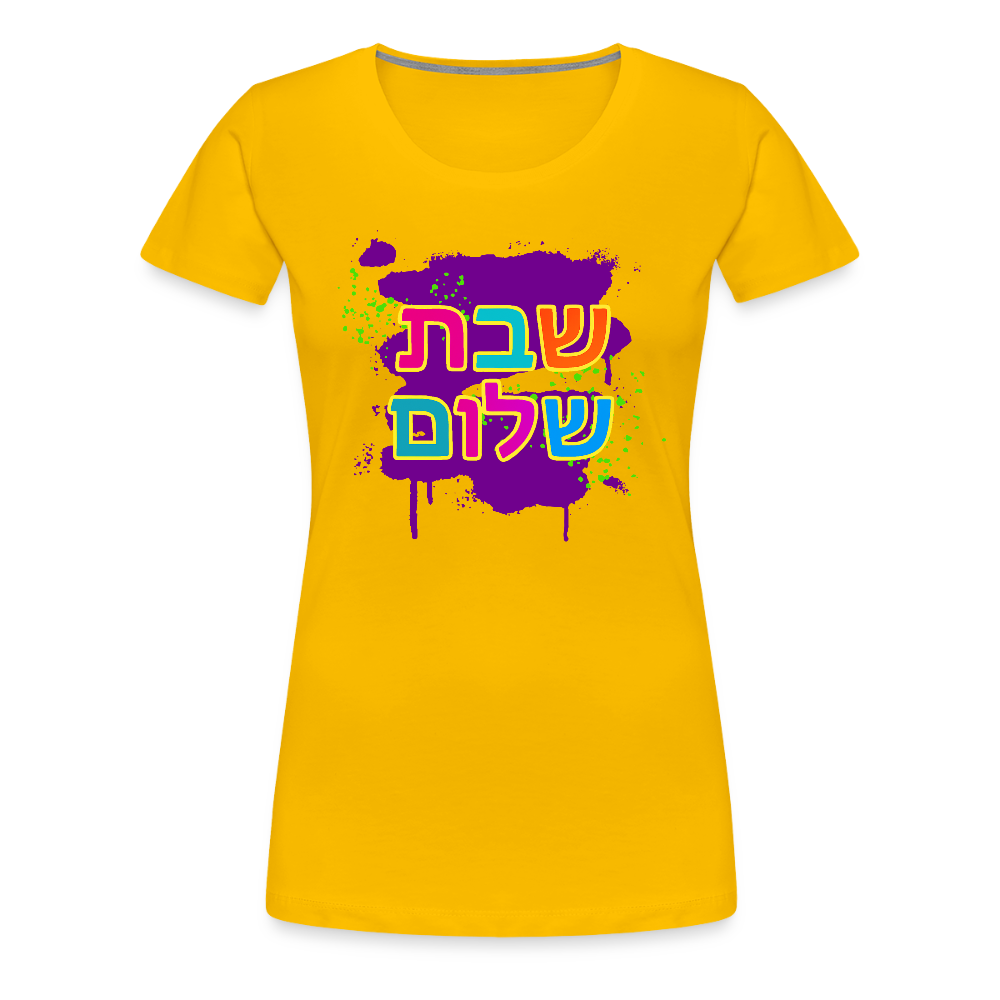 Shabbat Shalom Neon Pop Women’s Premium T-Shirt - sun yellow