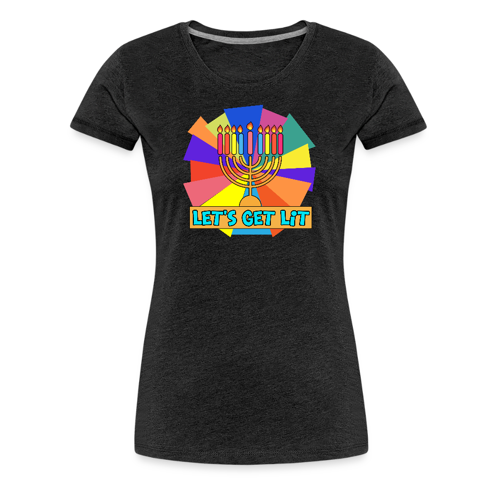 Glow & Get Lit Chanukah Menorah Women’s Premium T-Shirt - charcoal grey