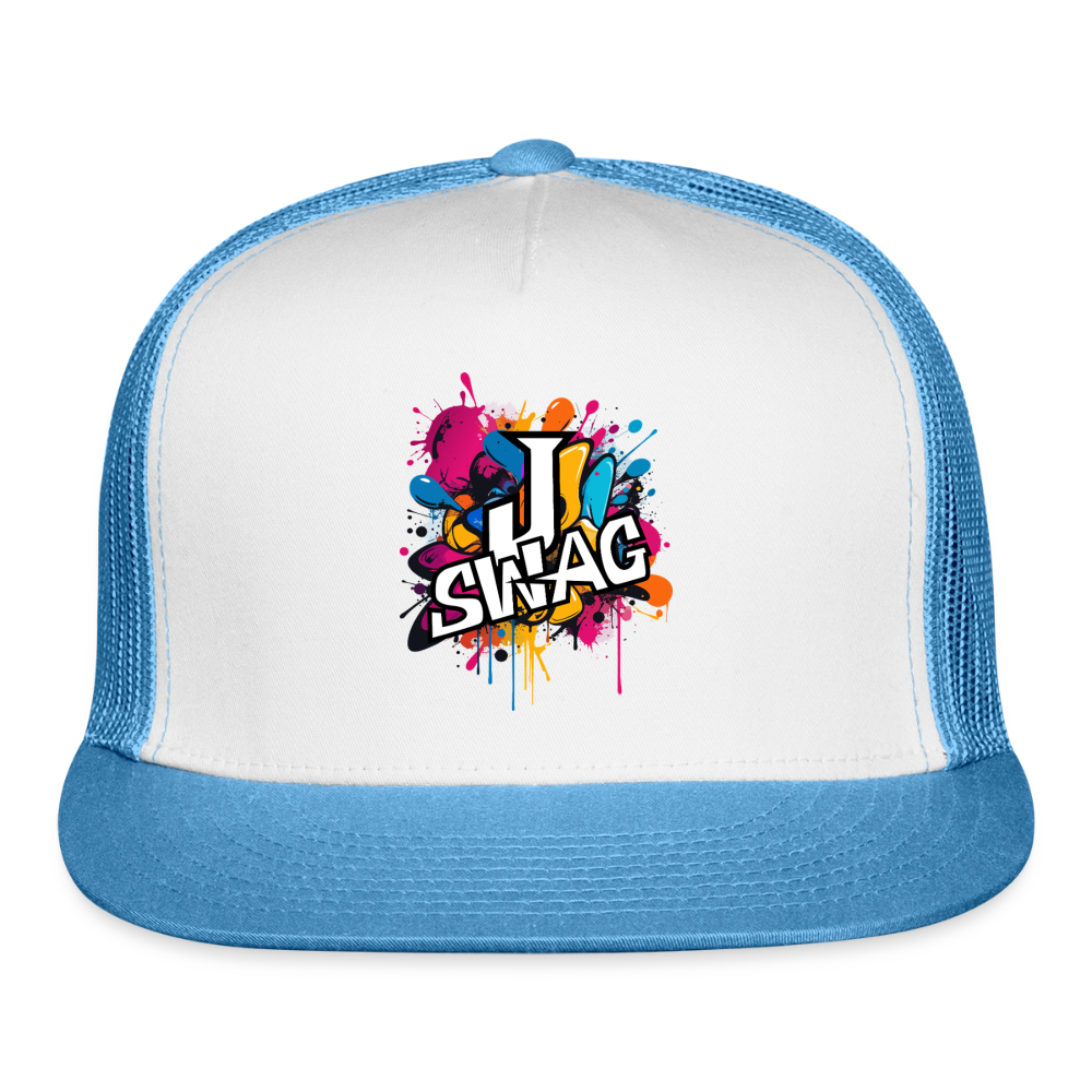 Jswag Logo  Trucker Hat - white/blue