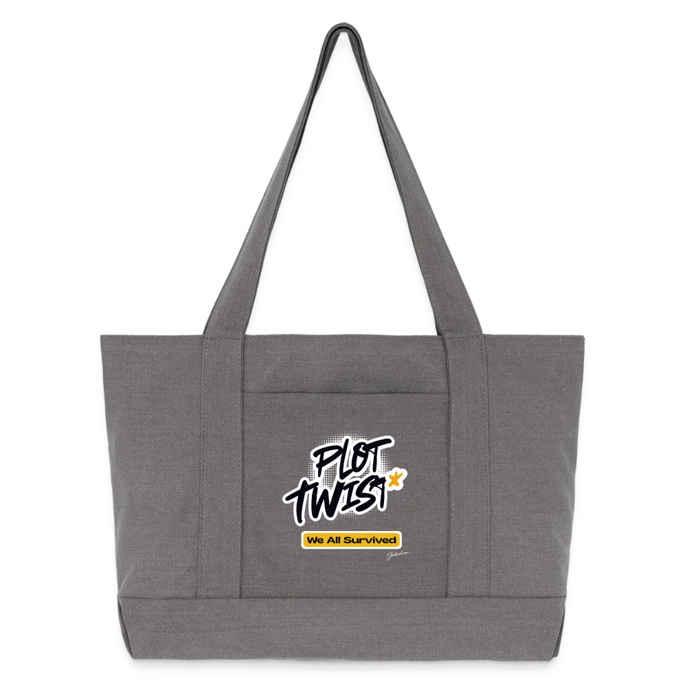 Plot Twist Cotton Pigment Dyed Tote Bag - charcoal grey