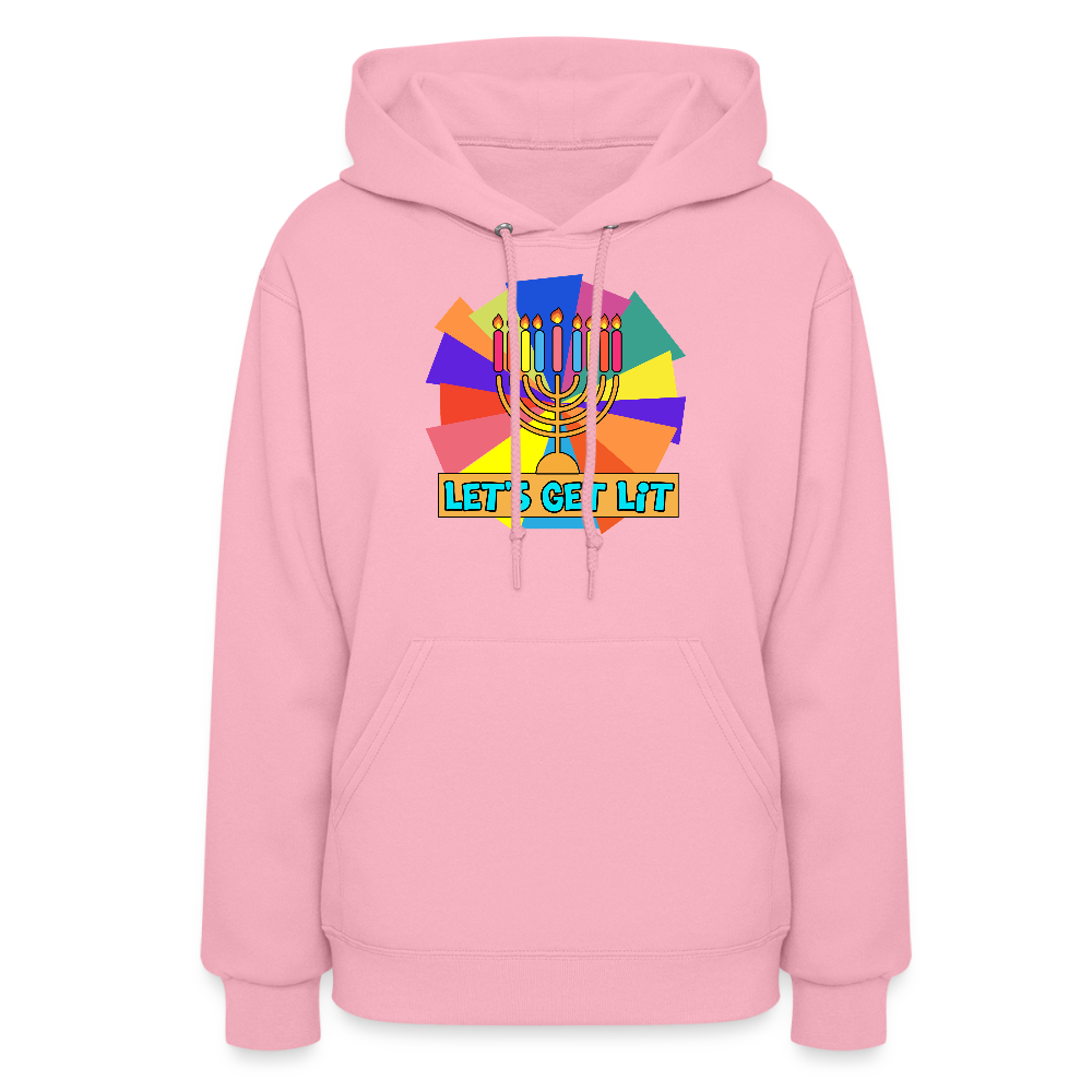 Glow & Get Lit Chanukah Menorah Women's Hoodie - classic pink