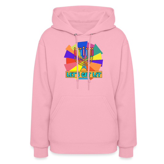 Glow & Get Lit Chanukah Menorah Women's Hoodie - classic pink