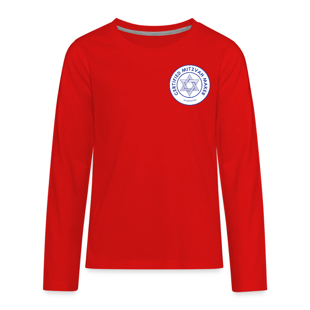 Certified Mitzvah Maker Badge Kids' Premium Long Sleeve T-Shirt - red