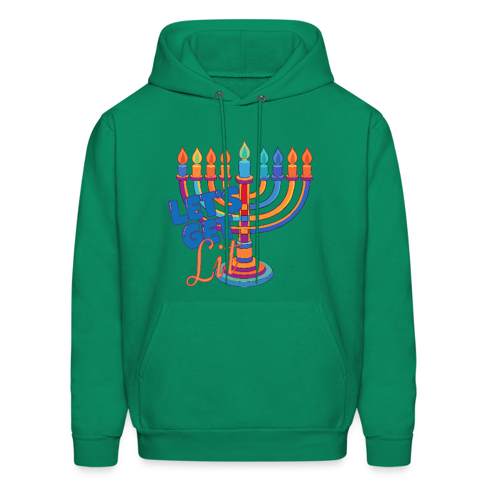 Let’s Get Lit Menorah Men's Hoodie - kelly green