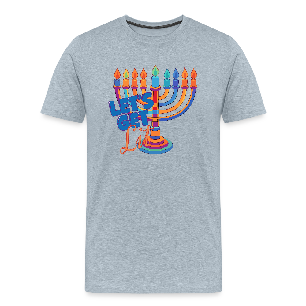Let's Get Lit Menorah Men's Premium T-Shirt - heather ice blue