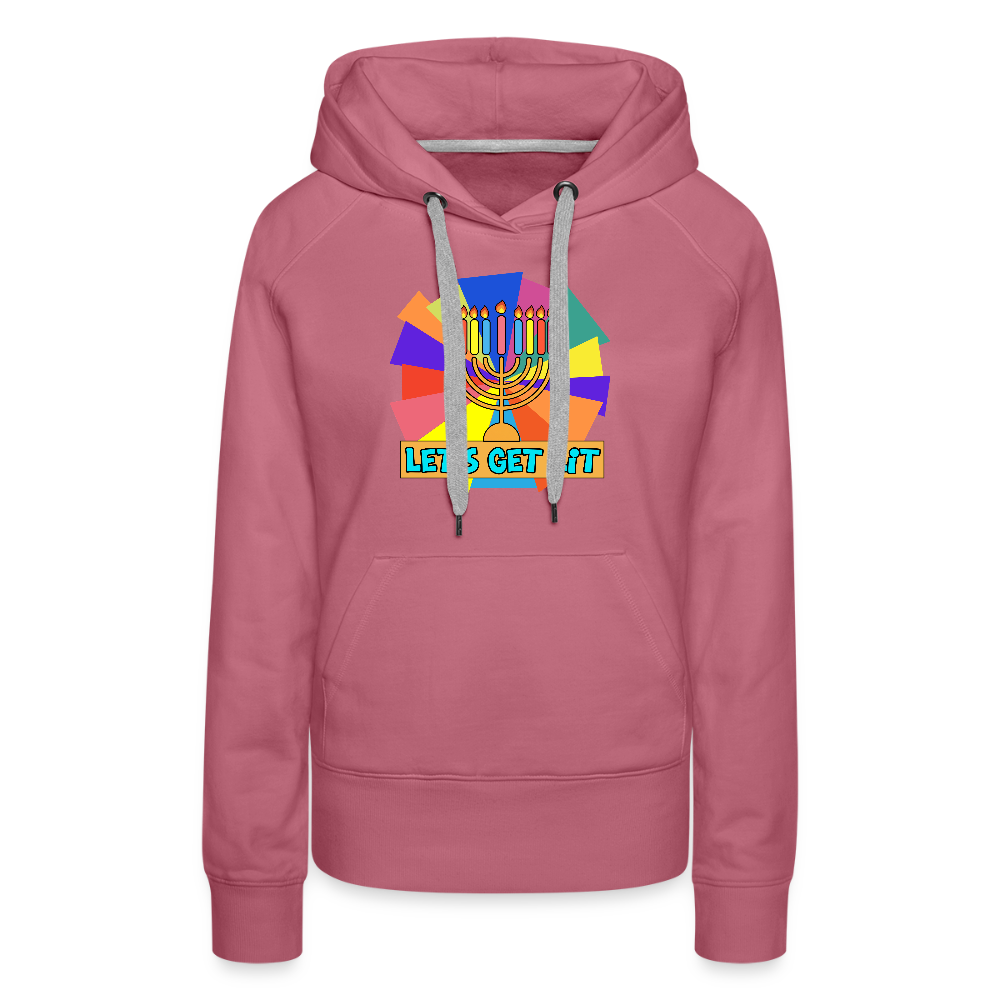 Glow & Get Lit Chanukah Menorah Women’s Premium Hoodie - mauve