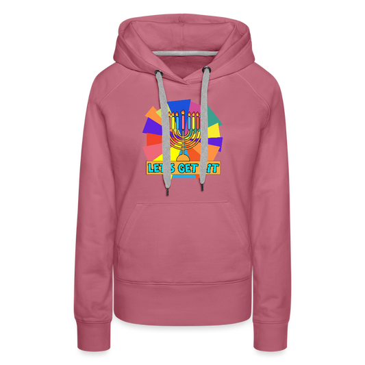 Glow & Get Lit Chanukah Menorah Women’s Premium Hoodie - mauve