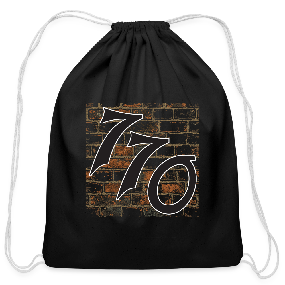 770 Brick Wall Cotton Drawstring Bag - black