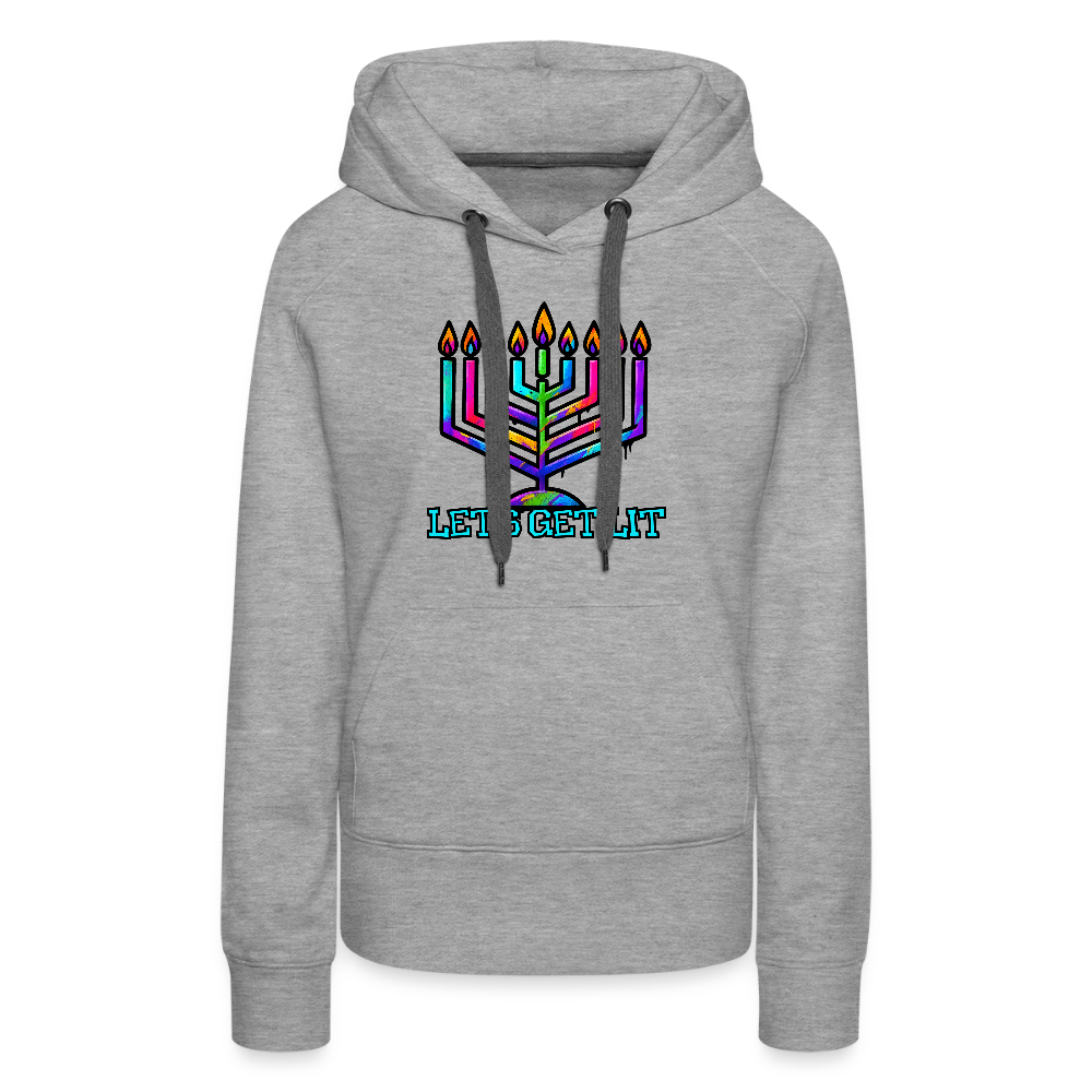 Let’s Get Lit Chabad Menorah Women’s Premium Hoodie - heather grey