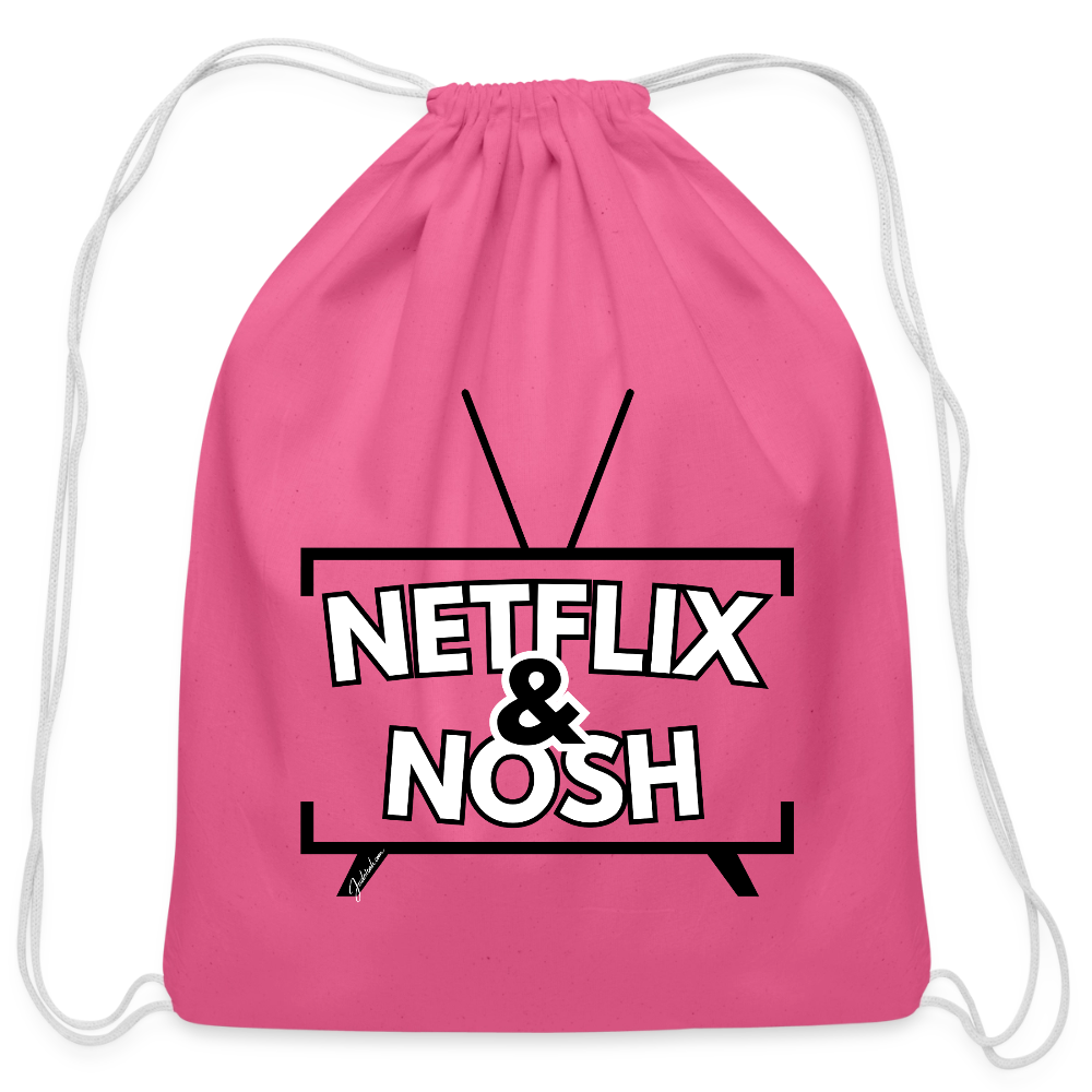 Netflix & Nosh Cotton Drawstring Bag - pink