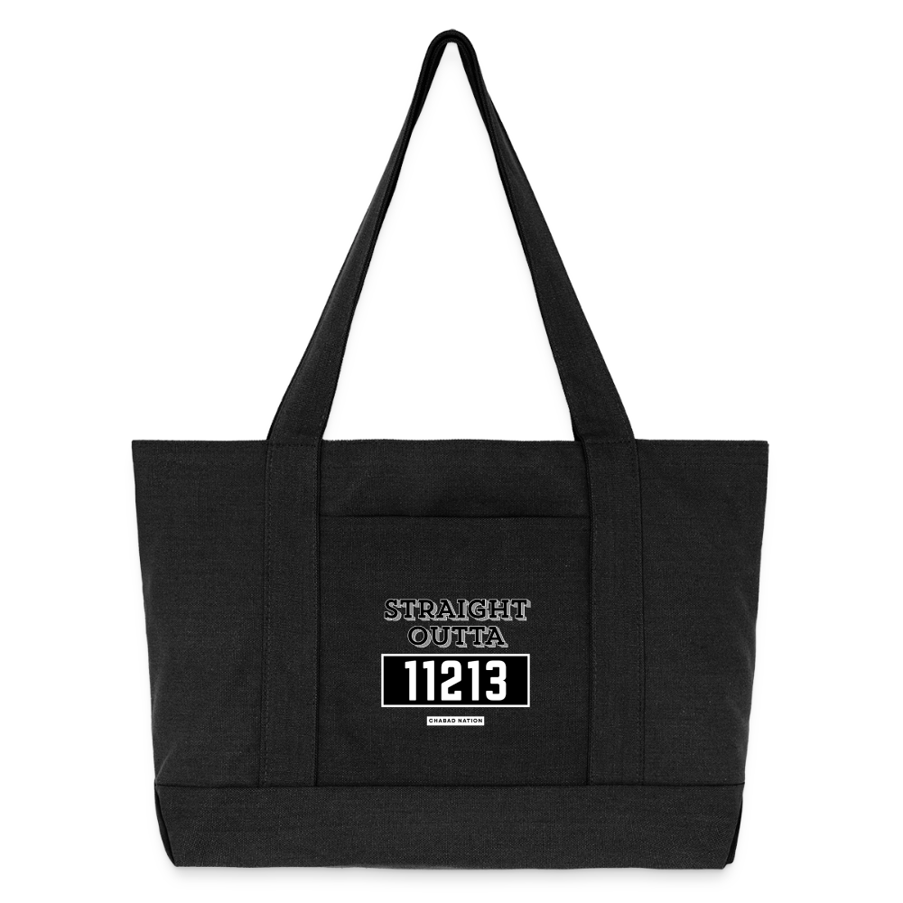 Straight Outta 11213 Cotton Pigment Dyed Tote Bag - washed black