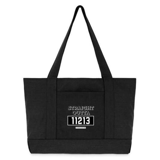 Straight Outta 11213 Cotton Pigment Dyed Tote Bag - washed black