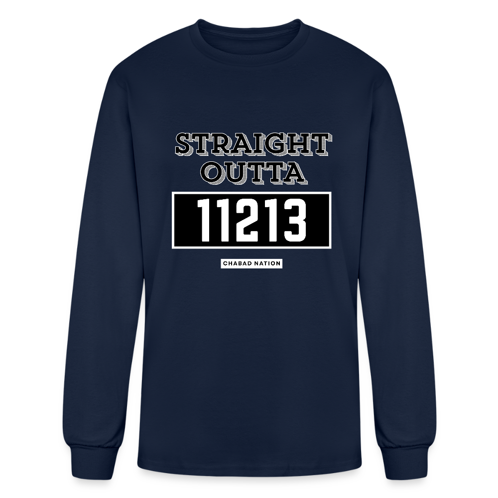 Straight Outta 11213 Men's Long Sleeve T-Shirt - navy