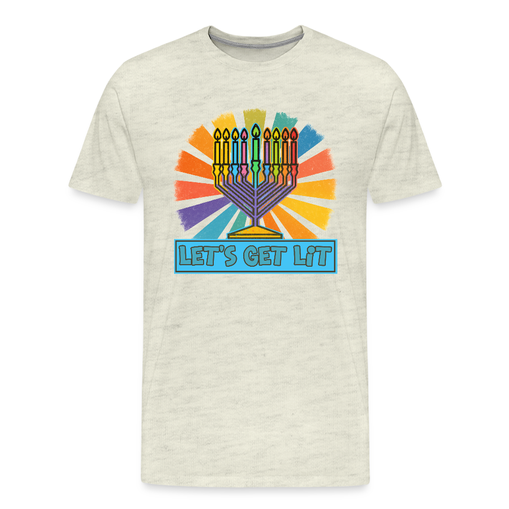 Radiant Retro Let's Get Lit Menorah Men's Premium T-Shirt - heather oatmeal