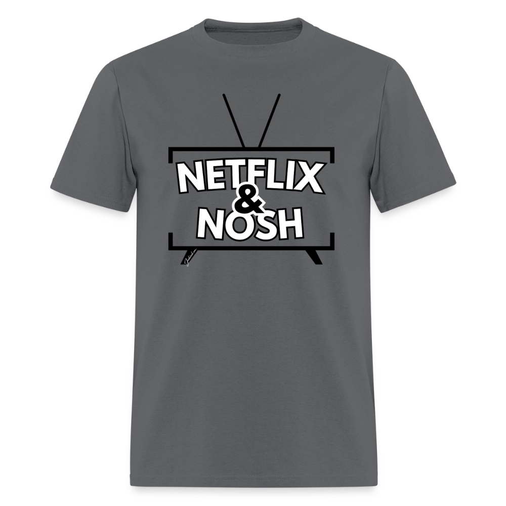Netflix & Nosh Men's T-Shirt | GILDAN 5000 - charcoal