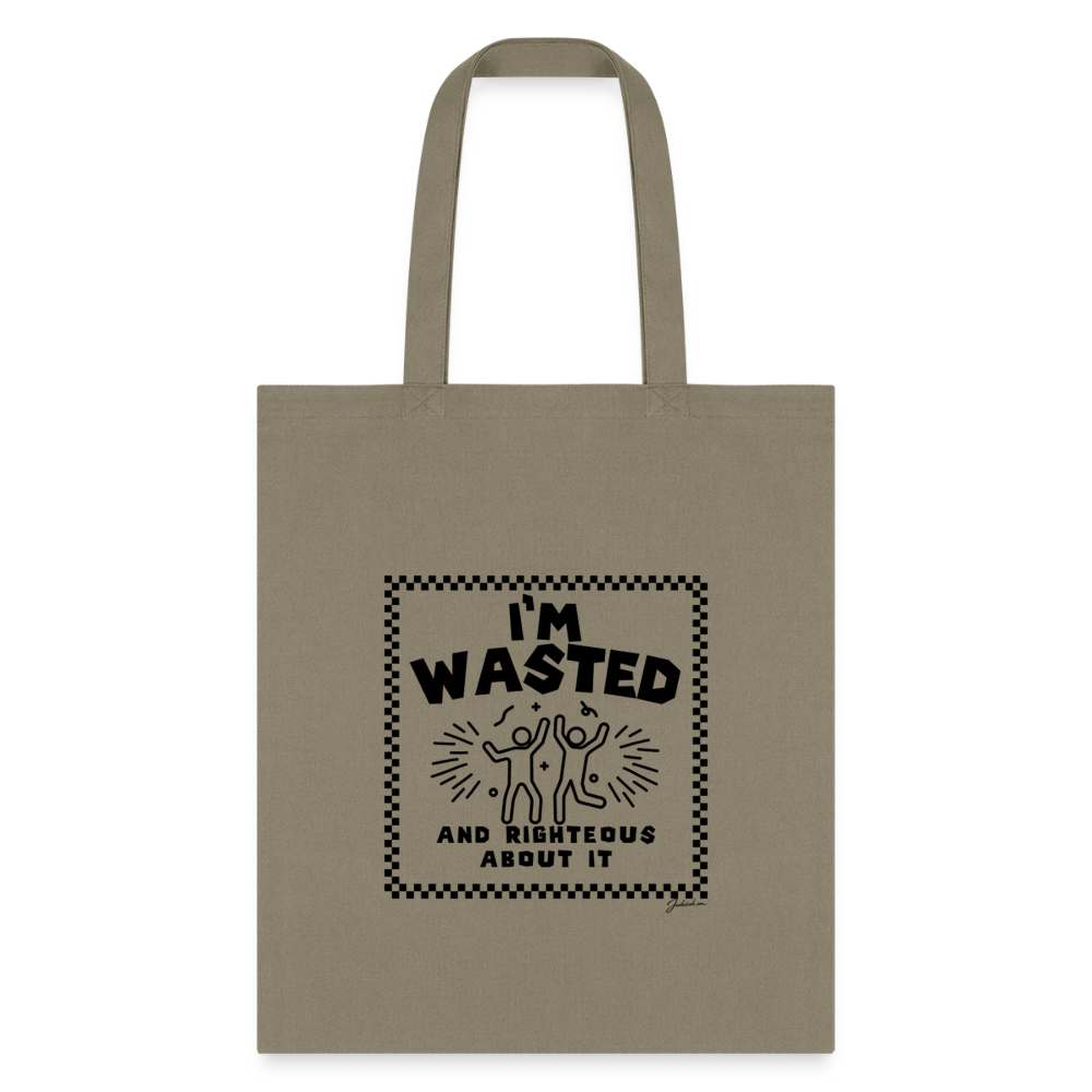 Wasted & Righteous Tote Bag - khaki