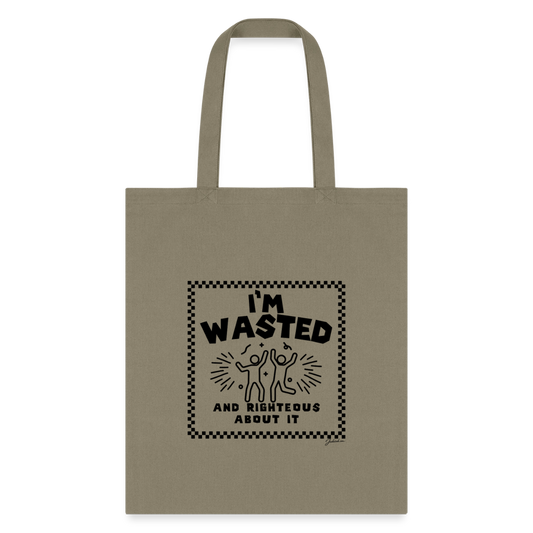 Wasted & Righteous Tote Bag - khaki