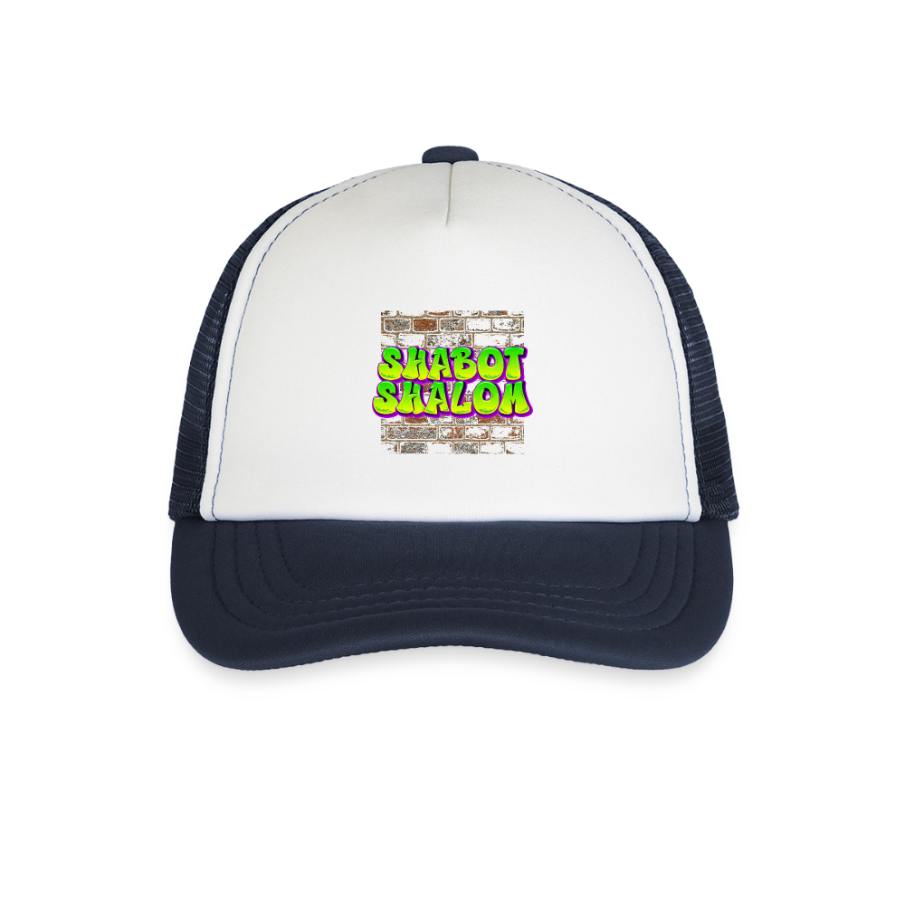 Shabot Shalom Brick 770 Graffiti Kid's Trucker Cap - white/navy