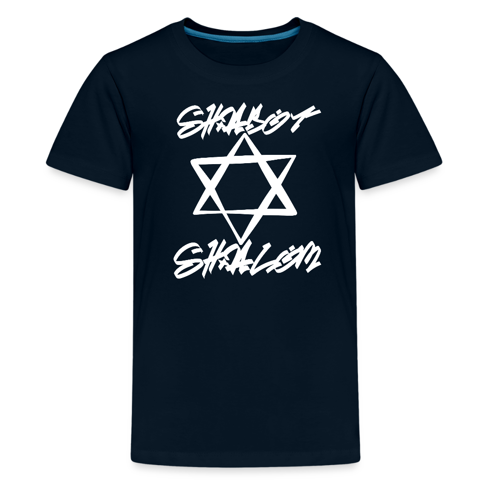 Shabbat Shalom Graffiti Light Star Kids' Premium T-Shirt - deep navy