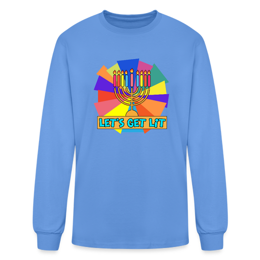 Glow & Get Lit Chanukah Menorah Men's Long Sleeve T-Shirt - carolina blue