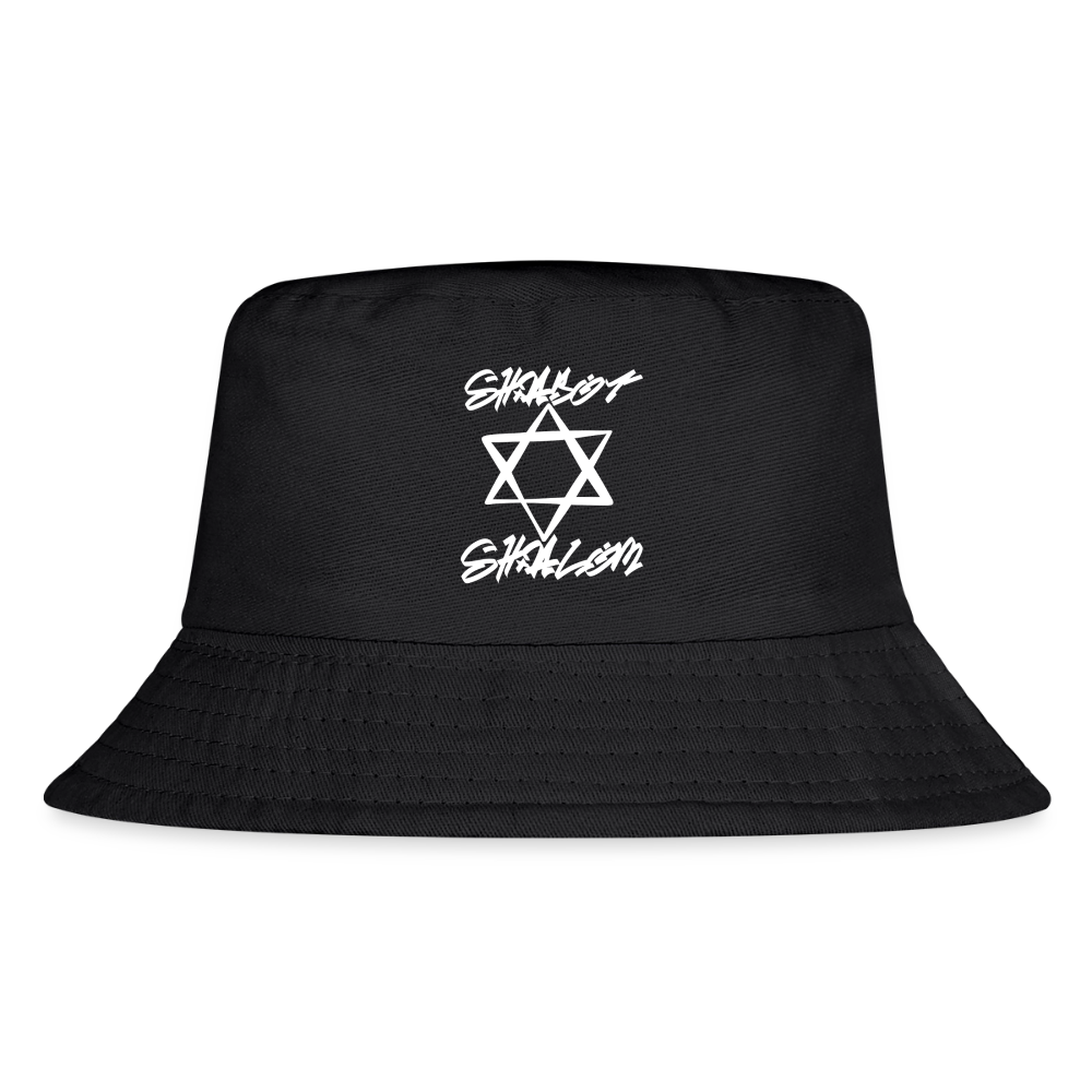 Shabbat Shalom Graffiti Light Star Kid's Bucket Hat - black