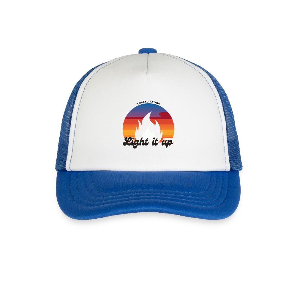 Light It Up Kid's Trucker Cap - white/royal blue