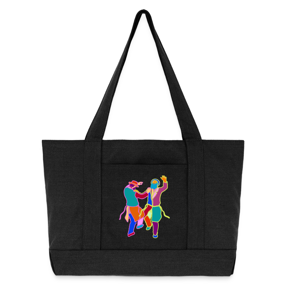 Colorful Dancing Rabbis Cotton Pigment Dyed Tote Bag - washed black
