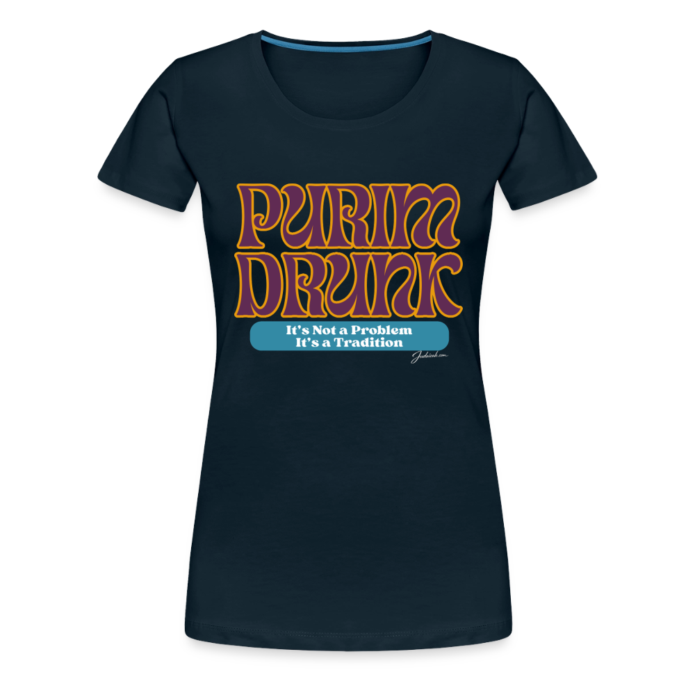 Purim Drunk Women’s Premium T-Shirt - deep navy
