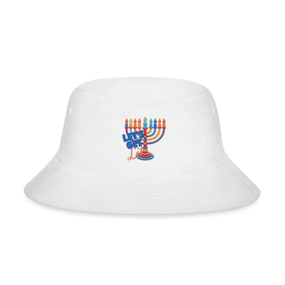 Let’s Get Lit Menorah Bucket Hat - white