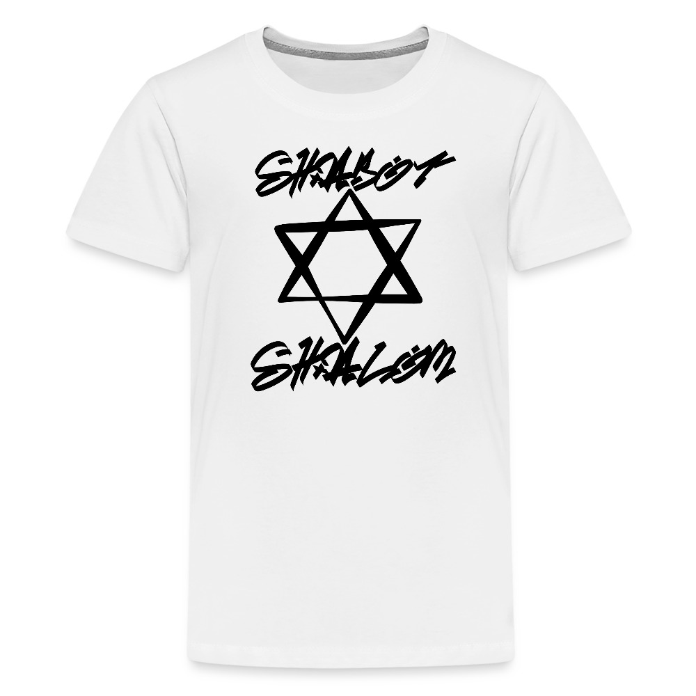 Shabbat Shalom Graffiti Star Kids' Premium T-Shirt - white