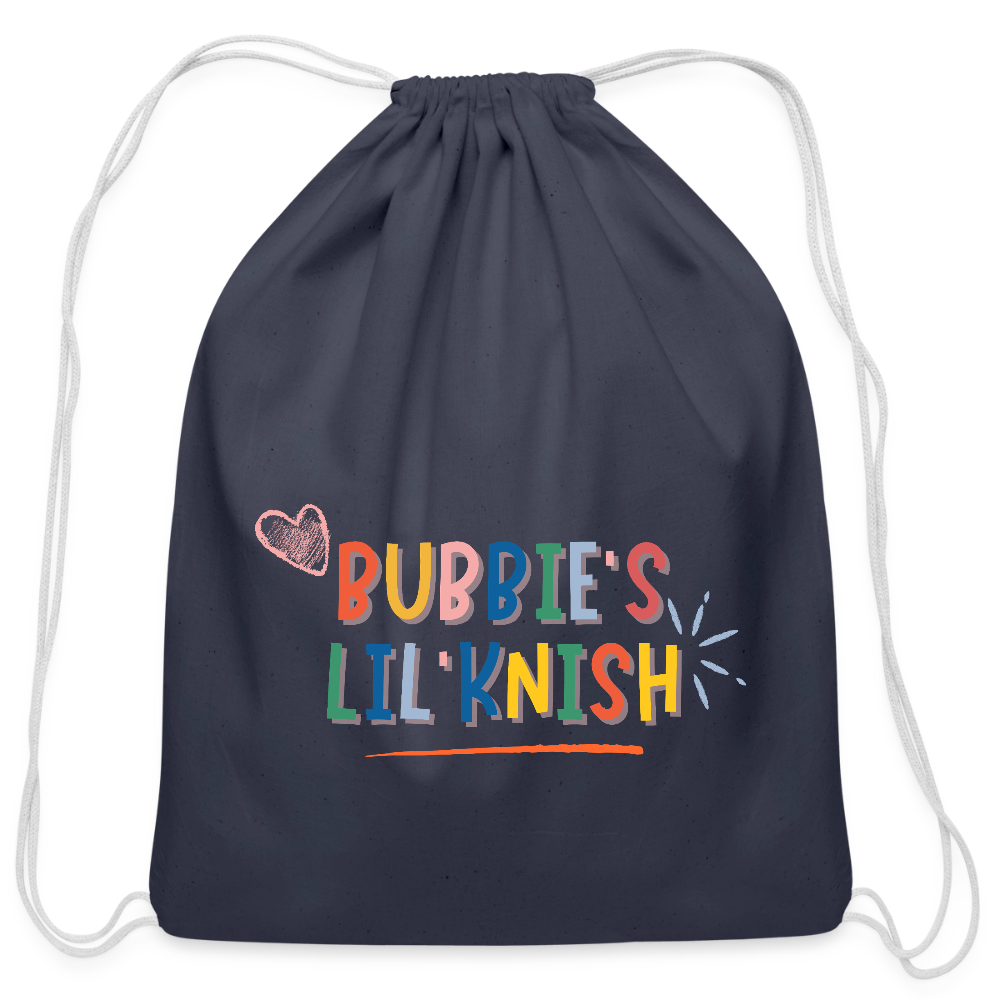 Bubbie's Lil' Knish Cotton Drawstring Bag - navy
