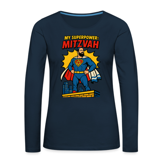 My Superpower: Mitzvah Women's Premium Long Sleeve T-Shirt - deep navy
