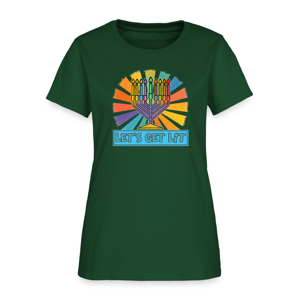 Radiant Retro Let's Get Lit Women's T-Shirt - forest green