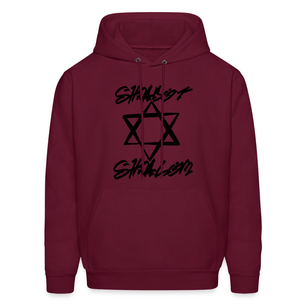 Shabbat Shalom Graffiti Star Men's Hoodie - burgundy