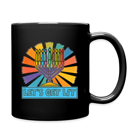 Radiant Retro “Let’s Get Lit” Menorah Full Color Mug - black
