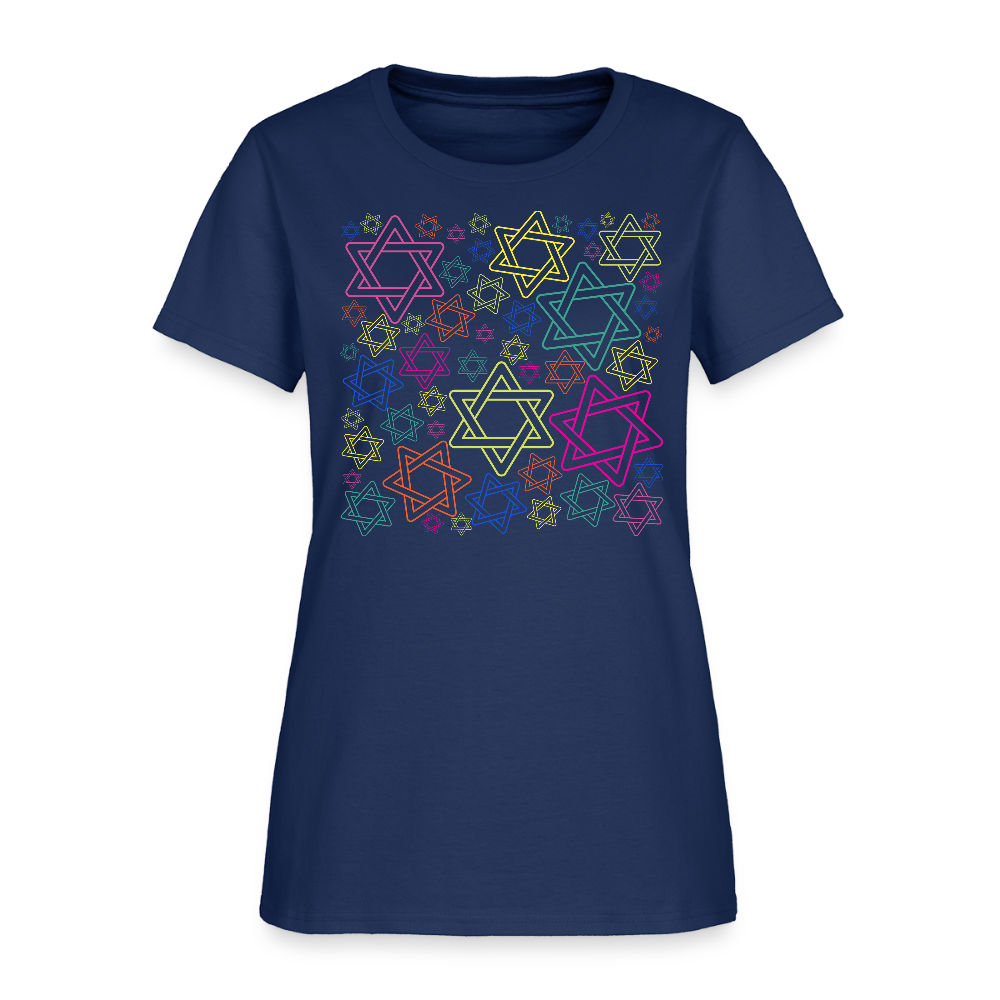 Neon Star of David Festival Women's T-Shirt -  blue dusk