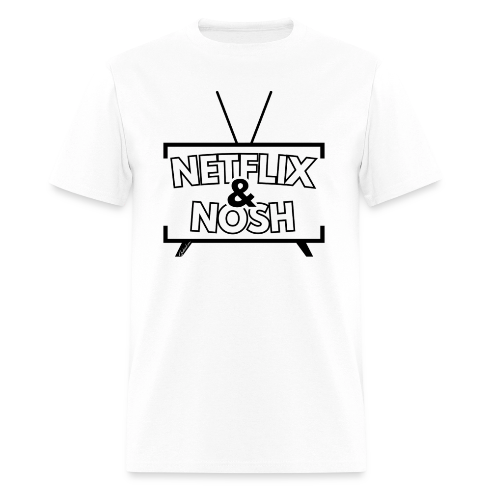 Netflix & Nosh Men's T-Shirt | GILDAN 5000 - white