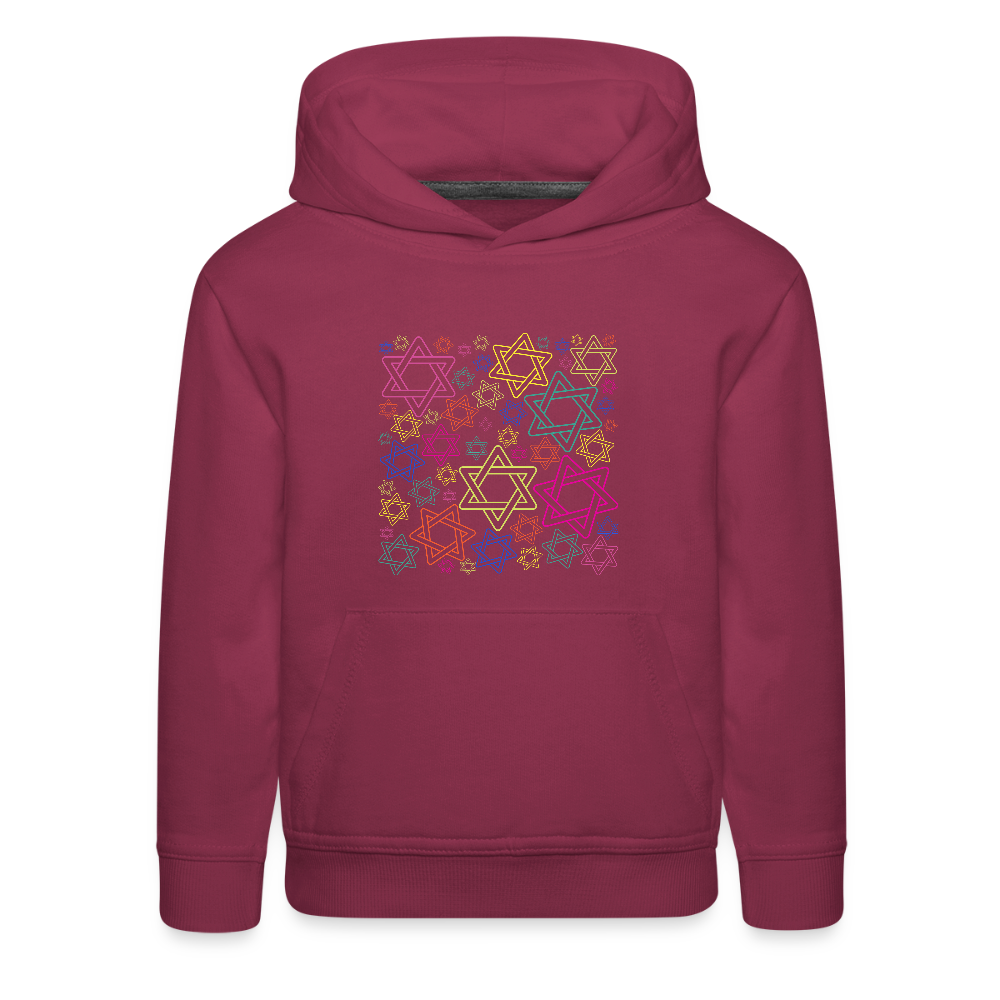 Neon Star of David Festival Kids‘ Premium Hoodie - burgundy